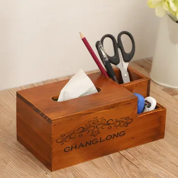 

Retro Wooden Multifunction Desktop Tissue Napkin Box Storage Case Jewelry Cellphone Remote Control Stationery Storage Boxes