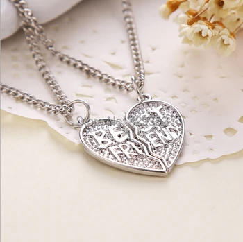 

Best Friend Series Necklace 2 Part Joint Necklace Broken Heart 2 Part Necklace For Friends Gifts 24sets/lot