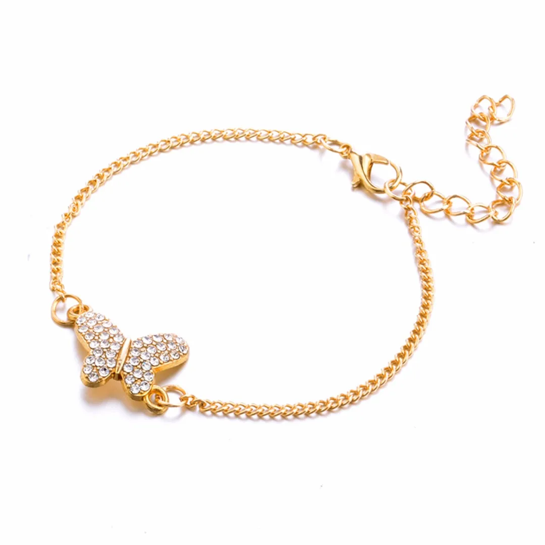 Charming Jewelry Set pulseira feminina 4pcs/set Crystal Butterfly Bracelet Heart ECG Necklace For Women Jewellery Gift shellhard