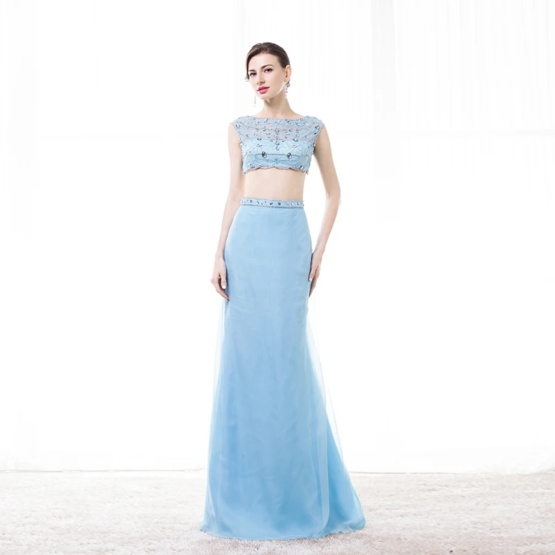 

Two Piece Evening Party Dress Mermaid 2 Piece Evening Dresses Long Beaded Sexy Sequined Long Prom Party Dress Mermeid Dress Blue