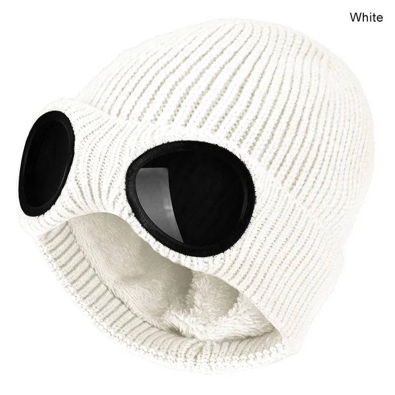 LOOZYKIT модные вязаные шапки для взрослых Лыжная Шапка со Съемные очки для мужчин и женщин двойного назначения утолщенная зимняя теплая вязаная шапка