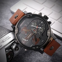 52MM Big Case zegarek kwarcowy dla mężczyzn klasyczne męskie zegarki wodoodporny podwójny czas wyświetla wojskowy relogio masculino męski zegar