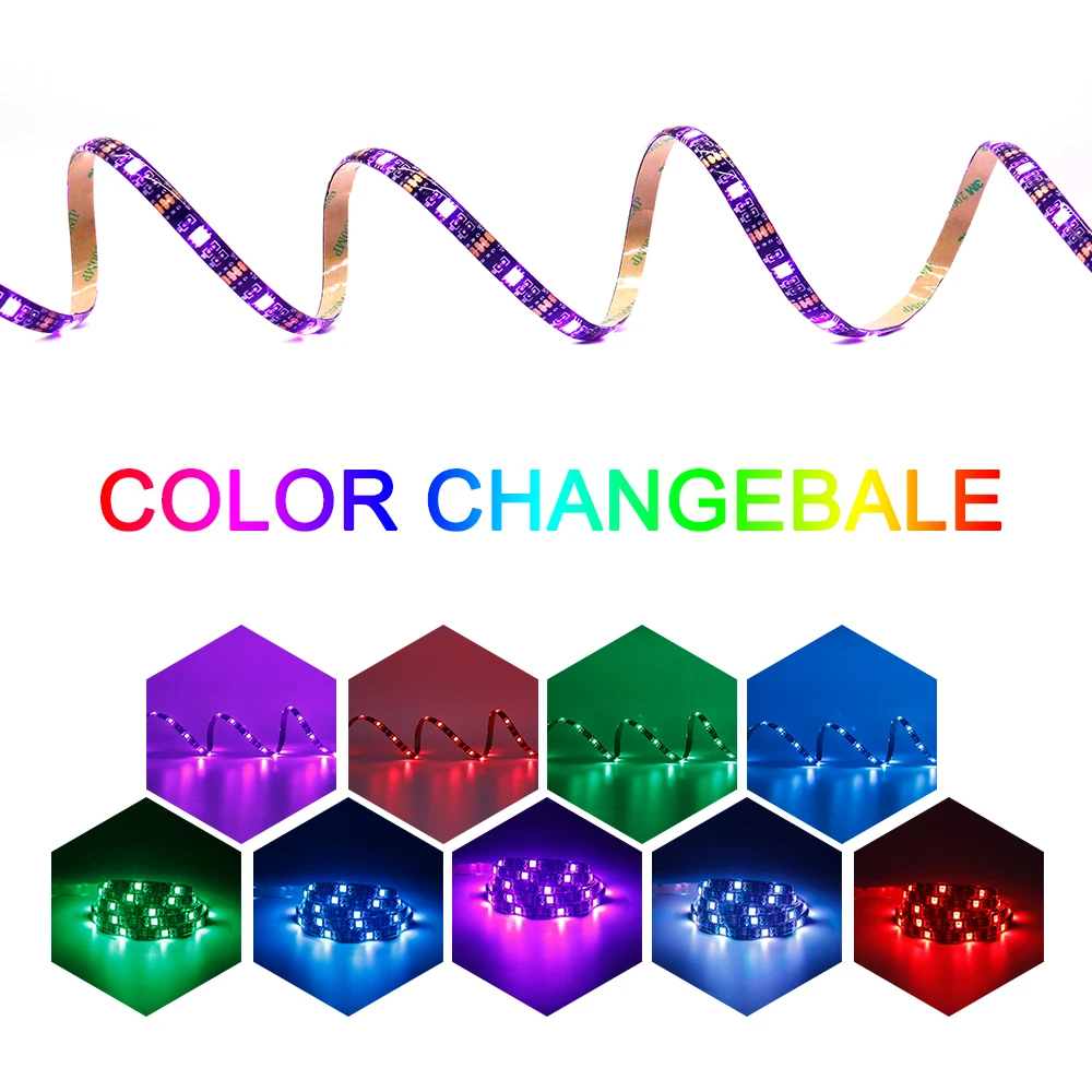 USB Светодиодные ленты 5050 RGB переменчивые ТВ фонового освещения 50 см 1 м 2 м 3 м набор «сделай сам» гибкий светодиодный лента Подсветка Bluetooth контроллер DC 5V