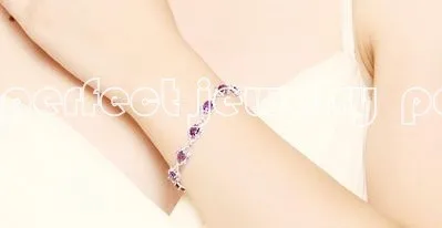 Натуральный браслет-цепочка с аметистом Природный натуральный аметист 925 стерлингового серебра тонкий фиолетовый кристалл 0.45ct* 11 шт драгоценные камни