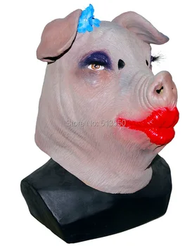 

Popular Halloween Rubber Latex Animal Mask Costume Vivid Adult Animal Pig Dress