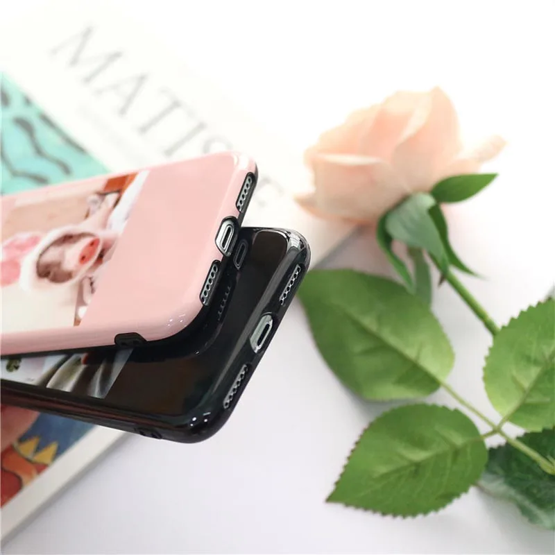 WOTP suave parejas caja del teléfono del cerdo de la historieta para iphone 7 Plus para iphone X 6 6 S 7 8 lindo conejo suave cubierta trasera Fundas