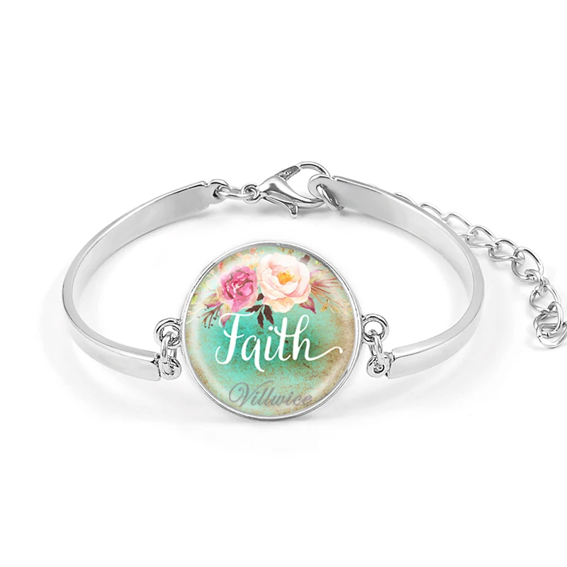 

Handmade Bible Verse Bracelet Faith,Dream,Love,Hope,Believe,Art Glass Dome Charms Bracelet Psalm Quote Jewelry Christian Gifts