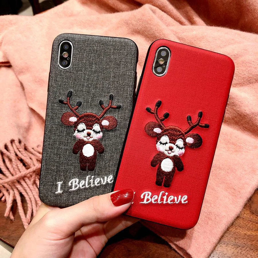 

For iphone XR XS MAX X case cover Luxury Cute 3d Embroidery pig Fabric tpu+pc hard phone bag case for iphone 7 8 6 6s plus