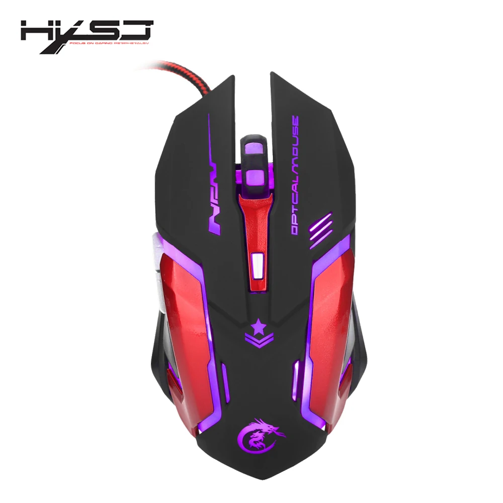 

HXSJ 3200DPI Professional USB Wired Quick Moving LED Light With 6 Buttons Gaming Mouse For computer laptop