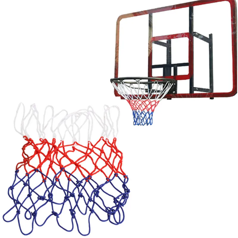 Стандартный Нейлон Баскетбольная Сетка нитка Спорт Баскетбол кольца Mesh щит обода шаровой пум 12 петли белый красные, синие