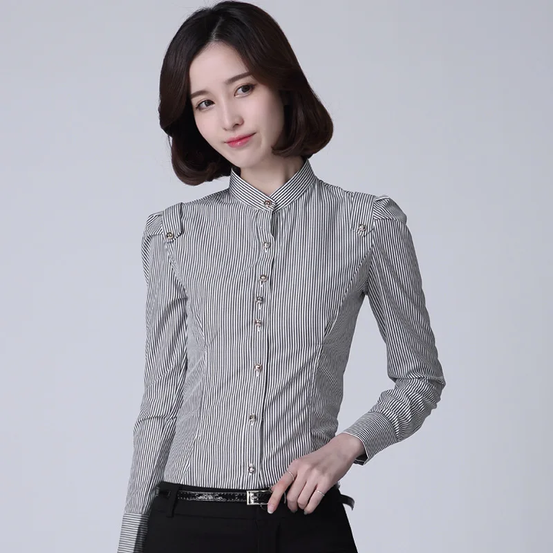 Las mujeres blusas 2019 nueva moda Primavera Oficina dama manga larga cuello camisas formales de gasa básica Tops Ropa de Mujer
