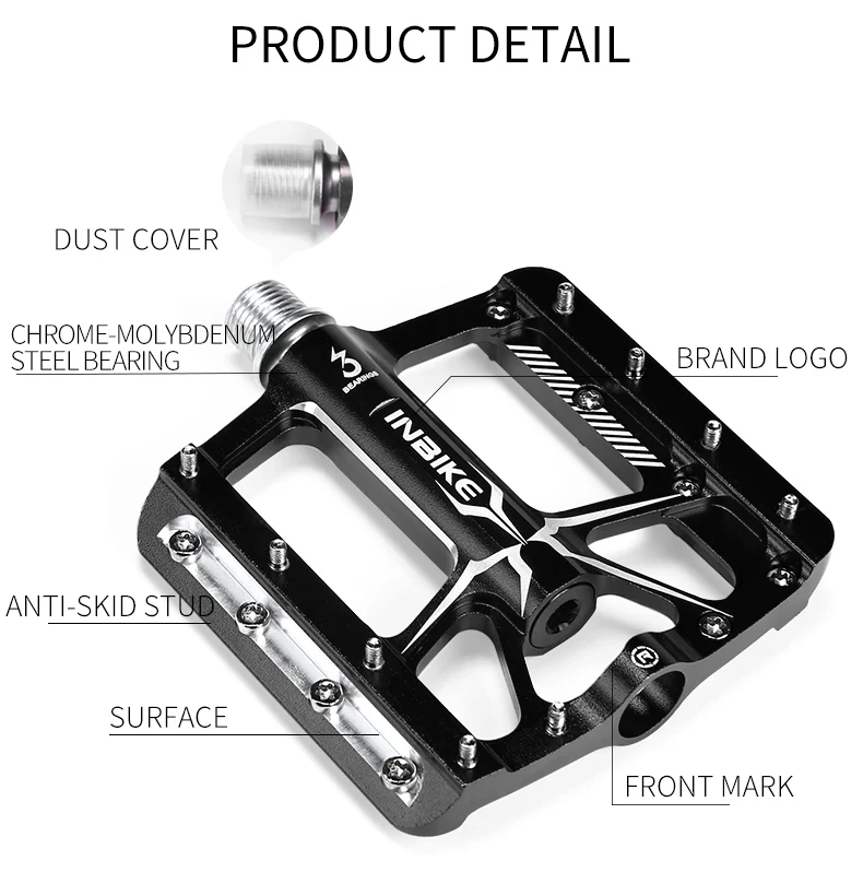 INBIKE педали для горного велосипеда сверхлегкие герметичные подшипники MTB алюминиевые педали из сплава для велосипеда плоские педали BMX велосипедные аксессуары