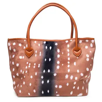 

Deer Tote Purse Round Top Handle Christmas Handbag Soft Fabric Durable Purses for Women