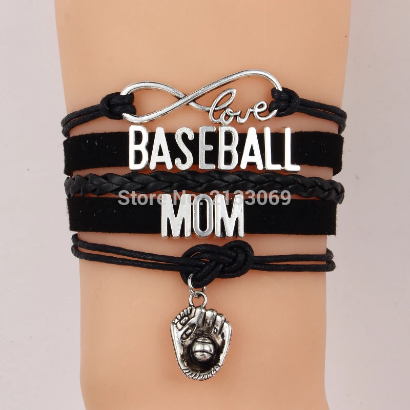 10 шт./партия) Чарм «Бесконечная любовь» браслет бейсбольные браслеты для мамы и браслеты ручной работы кожаный Бейсбол G подвеска любовь женские ювелирные изделия