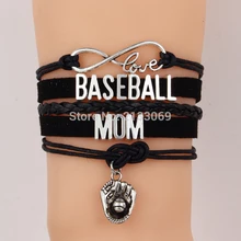 10 шт./партия) Чарм «Бесконечная любовь» браслет бейсбольные браслеты для мамы и браслеты ручной работы кожаный Бейсбол G подвеска любовь женские ювелирные изделия
