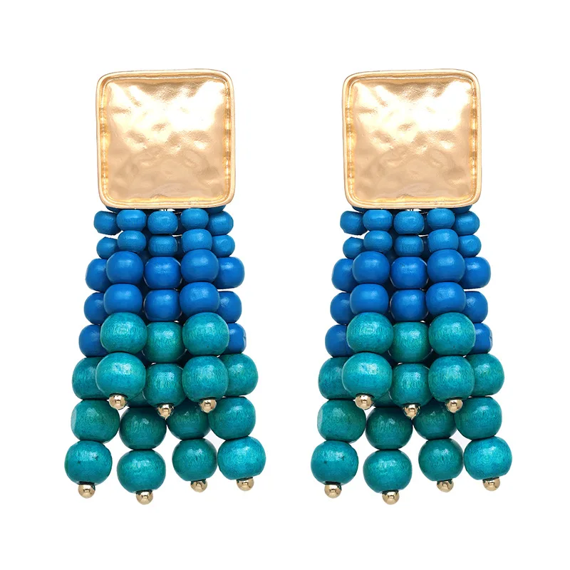 

Luxury Colorful Beads Drop Earrings Fashion Women Jewelry Statement Party Wedding Dangle Earrings Handmade Long Tassel Earrings