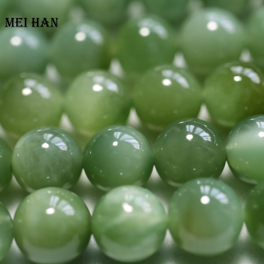 

Meihan Wholesale (43pcs/set/52g) natural 9-9.5mm A+ Russian jadeite smooth round beads stone wholesale