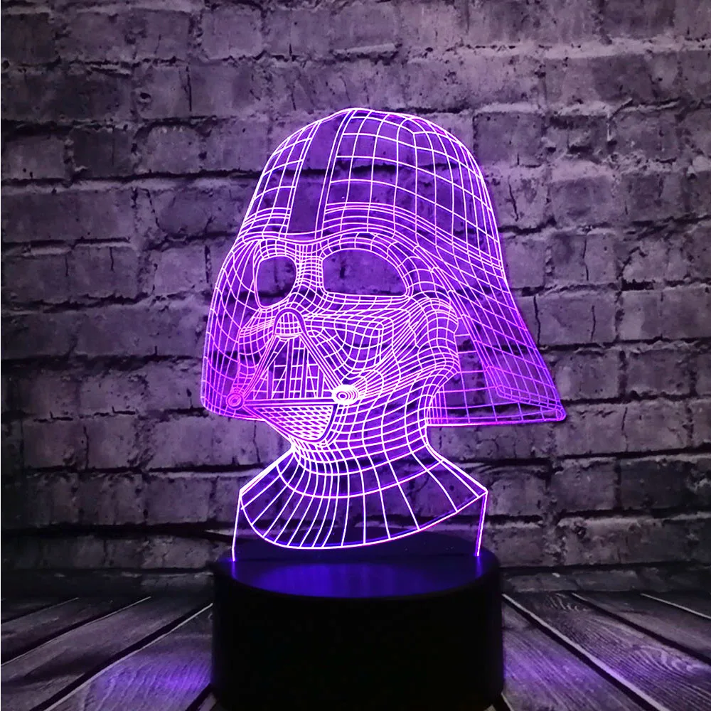 Звездные войны Дарт Вейдер Темный воин 3D ночной Светильник USB светодиодный настольная лампа многоцветный светильник ing визуальный сенсорный крутая фигурка детские игрушки