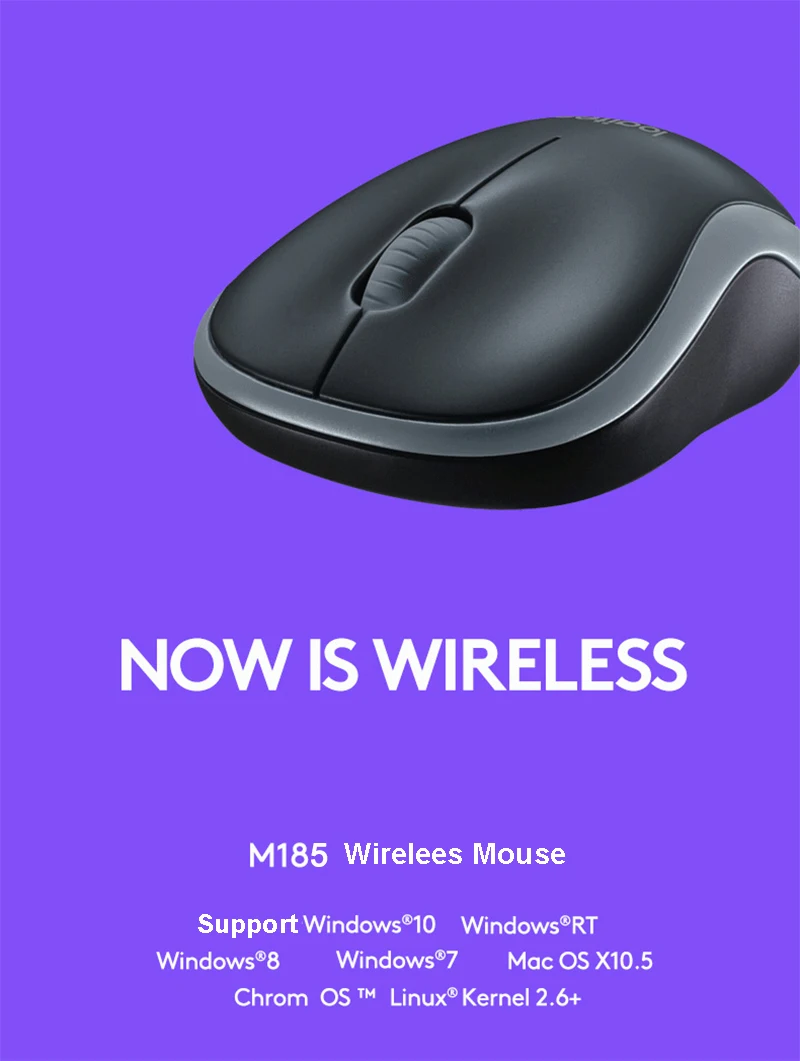white wireless mouse Logitech M185 Wireless Mouse Symmetric Design with USB Nano Receiver for Windows Mac OS Linux Support Official Test cute computer mouse