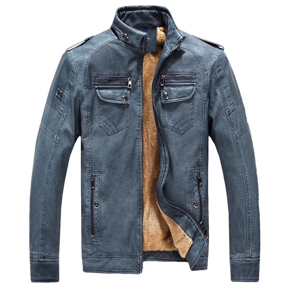 

Winter Fleece Wanrm Leather Jacket High Quality PU Outerwear Motorcycle Male Winter Bomber Jackets Male Plus Size Outerwear Zip