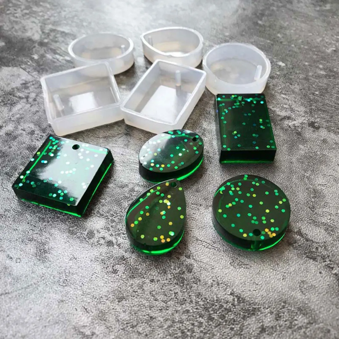 

DIY Silicone Geometric Earrings Mold Solid For Forms Crystal Bracelet Pendant Jewelry Mould Casting Jewelry Tools 5Pcs