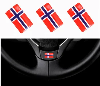 

400 Pieces Interior Norway Flags Car Steering Wheel Sticker Emblems Decorations Norway Flag Audio Knob Window Lift Car Styling