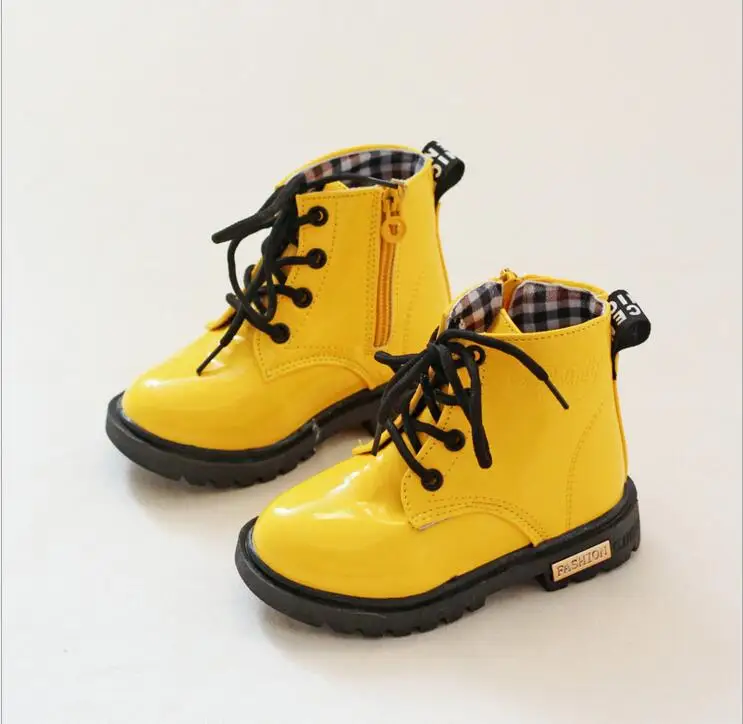 Kids PU Leather Boots Teen Boys Girls Spring Shoes Children Martin