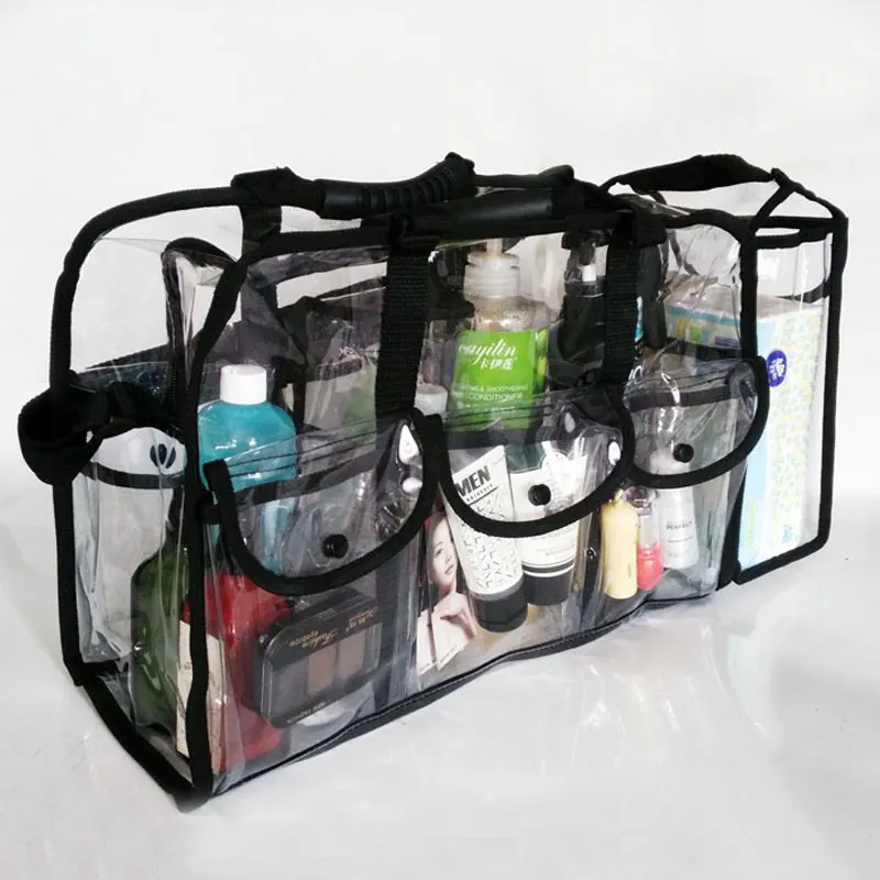 

Large size zipper Makeup bag with 6 side pockets, Transparent Traveling cosmetic Toiletry Bag,