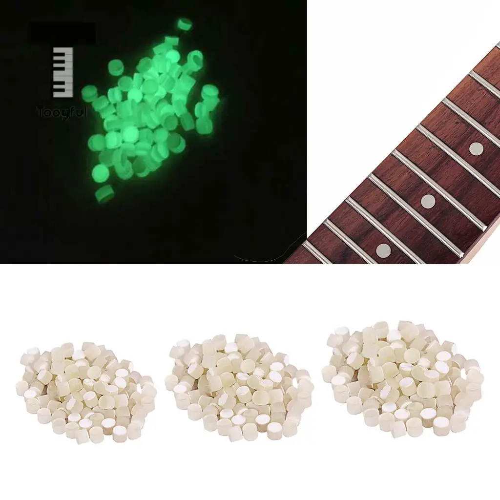  100 Pieces Guitar Luminous Inlay Dots Marker Decal for Guitar Bass Ukulele Banjo Mandolin Parts
