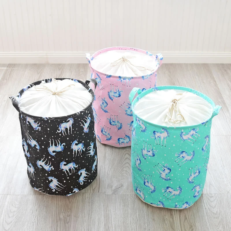 Cute Folding Waterproof Dirty Toy Clothe Laundry Basket Cotton Linen Office Home Sundries Storage Holder Organizer Project Box