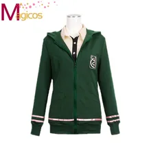 Segundo Anime Danganronpa ChiaKi Nanami Cosplay Chaqueta de Abrigo Con Capucha de Color Verde Oscuro