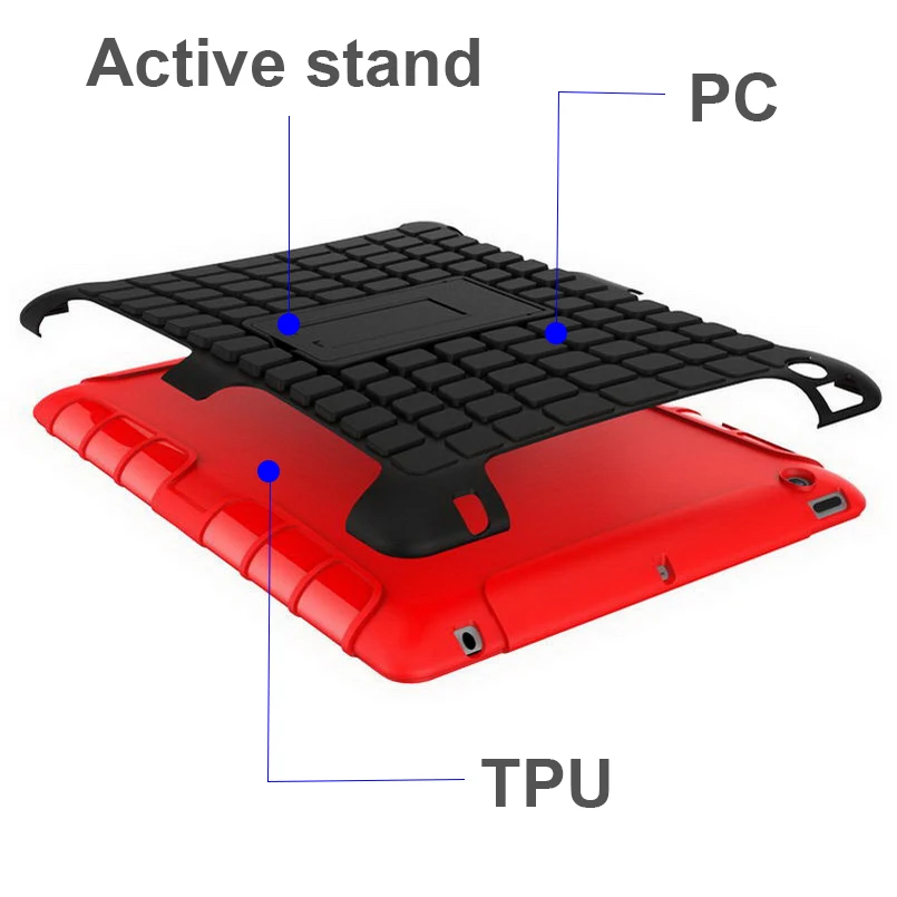 Планшет чехол для Apple iPad 2/3/4-держателем из термополиуретана и пластика с защитной оболочкой для iPad модель A1430 A1460 A1395 чехол-гибрид с защитой от ударов и активных подставка+ подарки