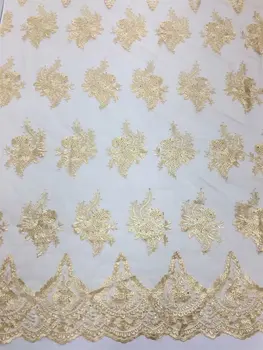 

Latest Tulle French Lace With Gold Flowers For Dress African Latest French Lace 2019 Lace Fabric Tulle Net 3D Flower French Lace