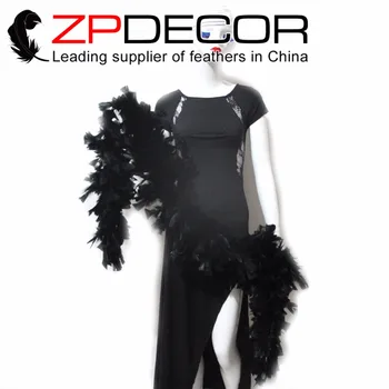 

Leading Supplier ZPDECOR 2 yards/lot Good Quality Black Dyed 150g Turkey Flat Feather Boas for Wedding and Carnival Decoration