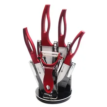 Neue Comig XYJ Marke Keramikklinge ABS + TPR Griff Keramikmesser 4 stücke Set One Schäler Und Ein Küchenmesser Halter Zubehör Set