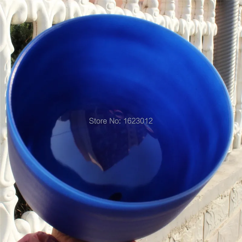 

Tow Side Color 13" Note A Color Indigo Chakra Quartz Crystal Singing Bowl Chakra 3rd-eye for healing with Free mallet and O-rin