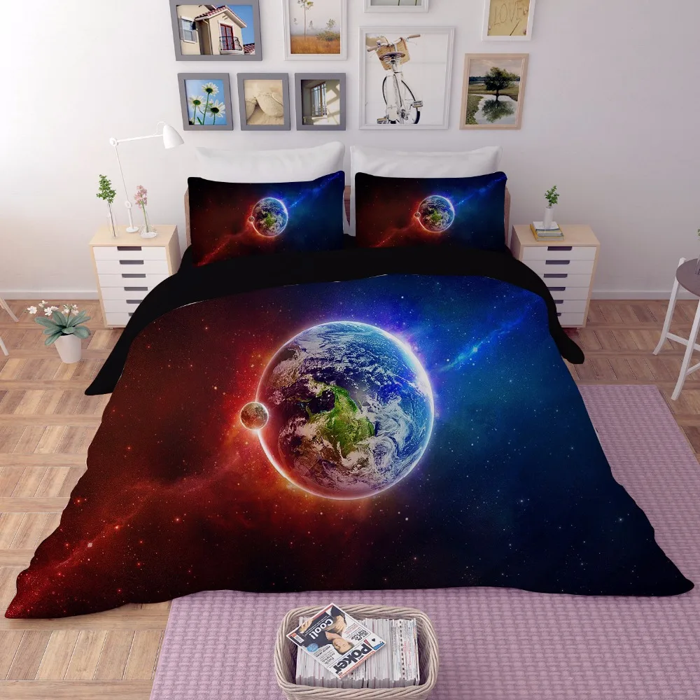 

3D Nebala Outer Space Star Galaxy Bedding Set Duvet Cover Flat Bed Sheet Pillowcase Queen king Twin full Size Bed Set bedclothes