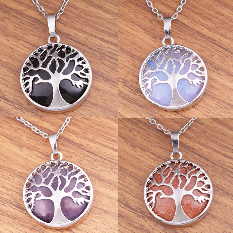

tree of life Natural stone Necklace Pendant MOM GRANDMA woman girls NE572