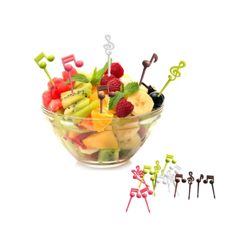 16 pz/pacco Usa E Getta di Plastica Nota Musicale/Cuore/Poker Forma di Cibo Frutta Forchetta Picks Set Per Il Partito Cucina Accessorie