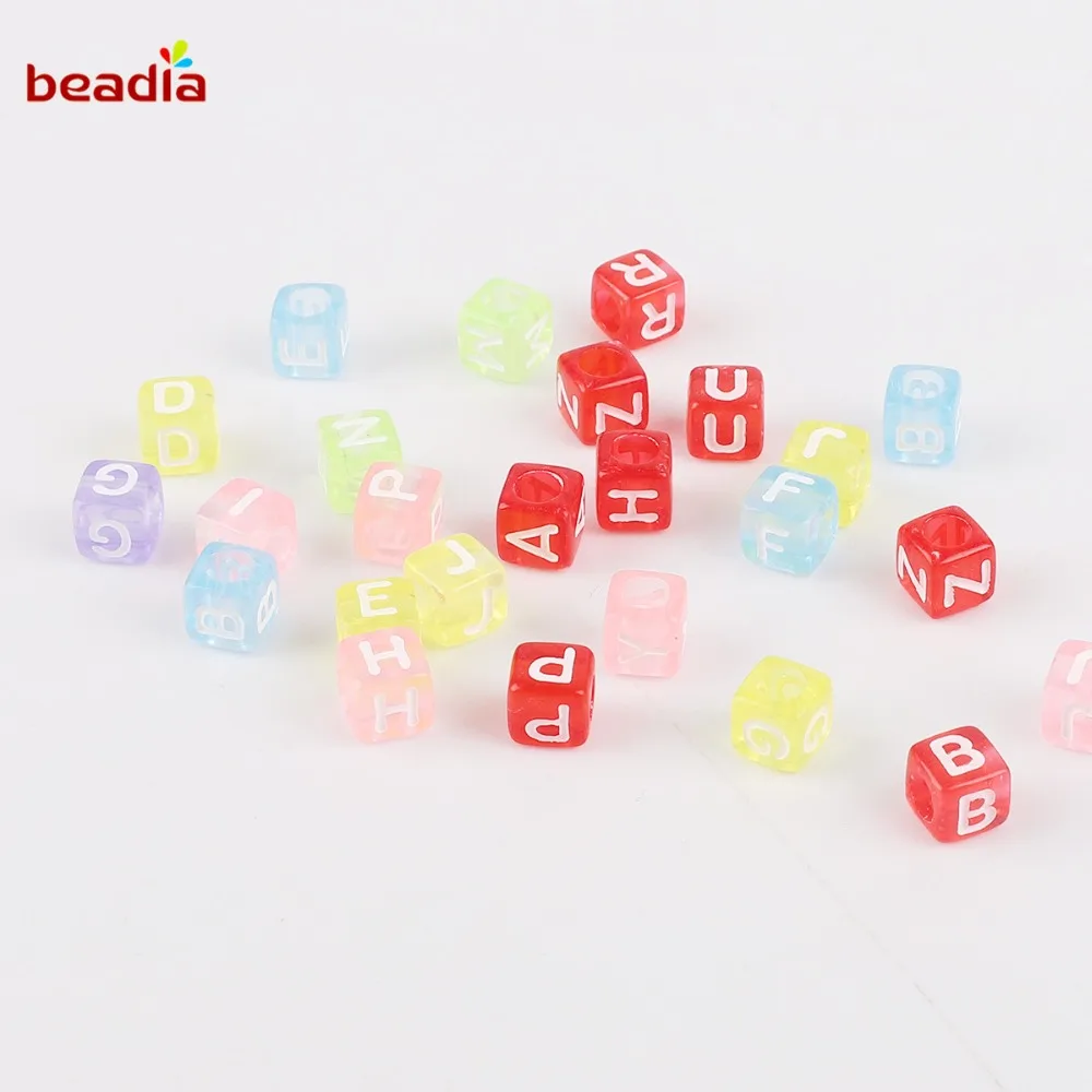 100pcs 6mm Mixed Square Alphabet Letter Beads Charms Bracelet Necklace For DIY Jewelry Making Clothing Decor Accessories