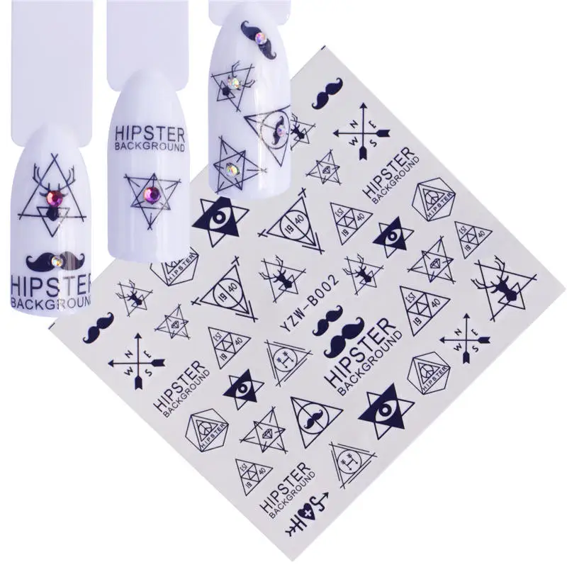 

YWK 22 Designs Available Arrow/Triangle Water Transfer Nail Art Sticker Decal Slider Manicure Wraps Tool Tips