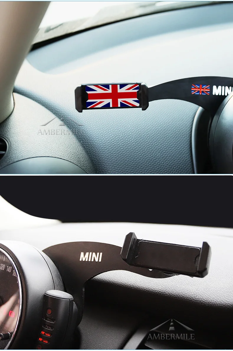 Airspeed Union Jack Bracket for Mini Cooper R55 R56 Accessories Car Mobile Phone Holder Auto Interior Decoration Phone Mount    (10)