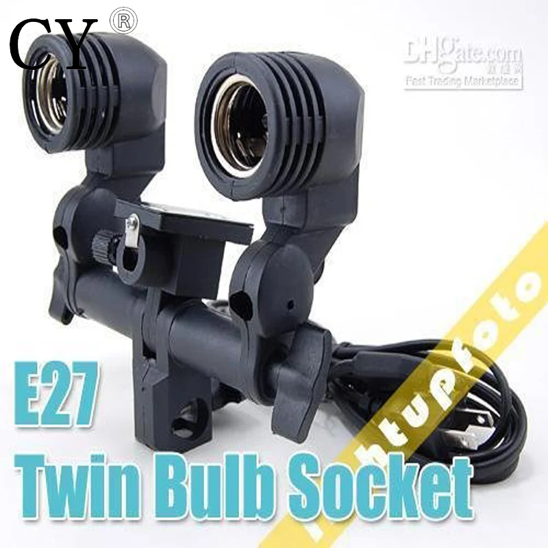 Twin Lamp Bulb Holder E27 Socket Flash Umbrella Bracket studio lamp