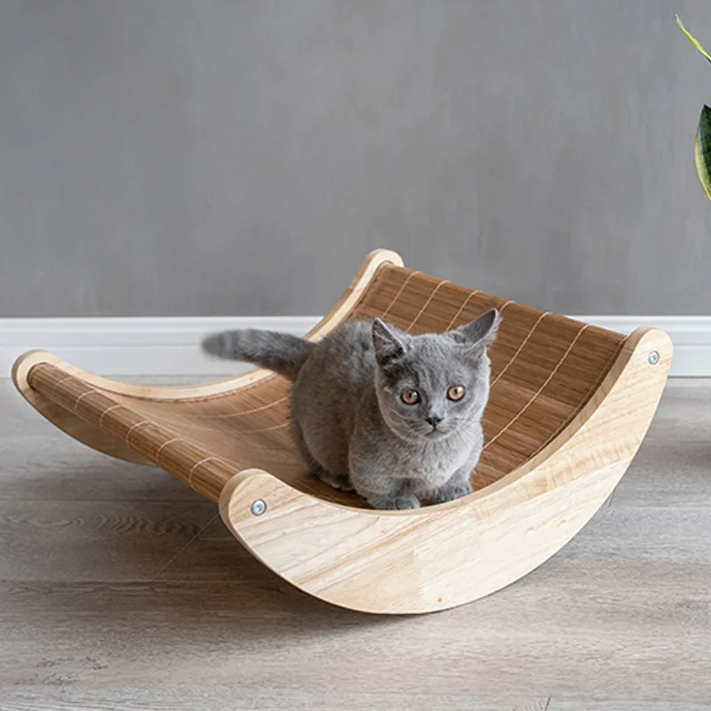 

Pet Cat Nest Rocking Chair Swing Hammock Cooling Bed Mat Wood Safe for Summer LBShipping