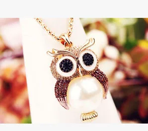 Жемчужное ожерелье Стразы с совой/coruja/buho/owl/kpop Винтажные Украшения оптовая