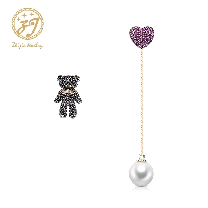 Модные серьги-гвоздики Zhijia, медный сплав, животные, сердце, растение, кристалл, золото/серебро, женские серьги, ювелирные изделия, подарки