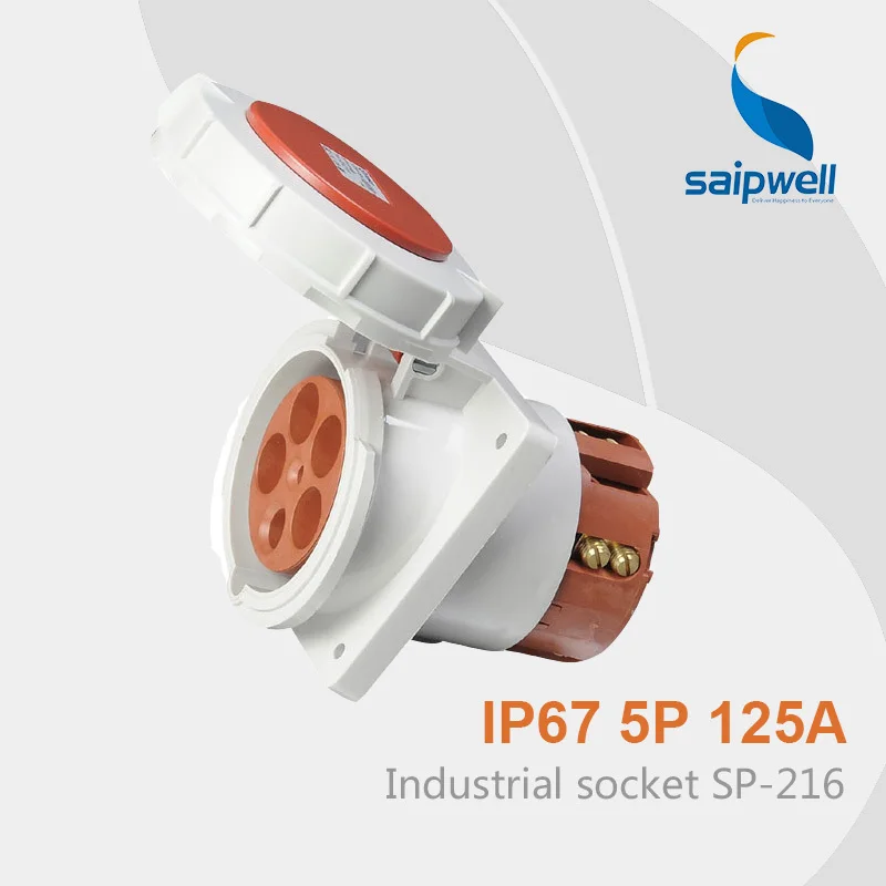 

Saipwell IP67 Waterproof iec 60309-2 Industrial Plug Socket 3P+N+E 125A SP-216 High Quality Free Shipping