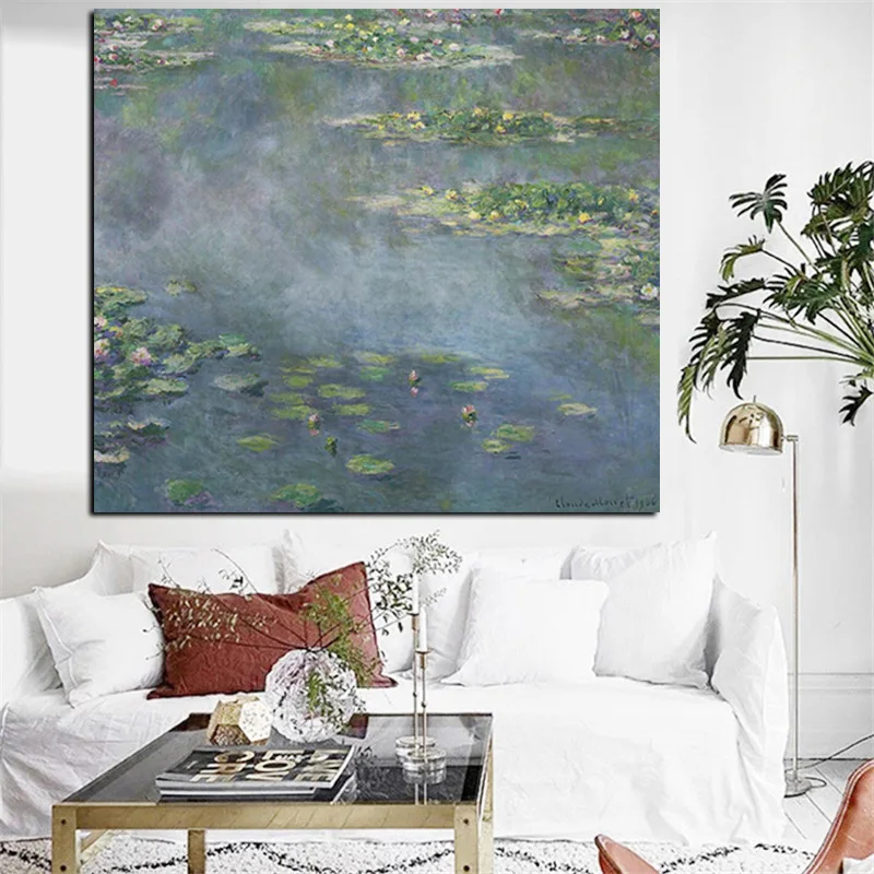 Print Wall Art Canvas Claude Monet Water Lily Pond Oil Painting Lotus Oil Painting Impressionist Poster Picture for Living Room (3)