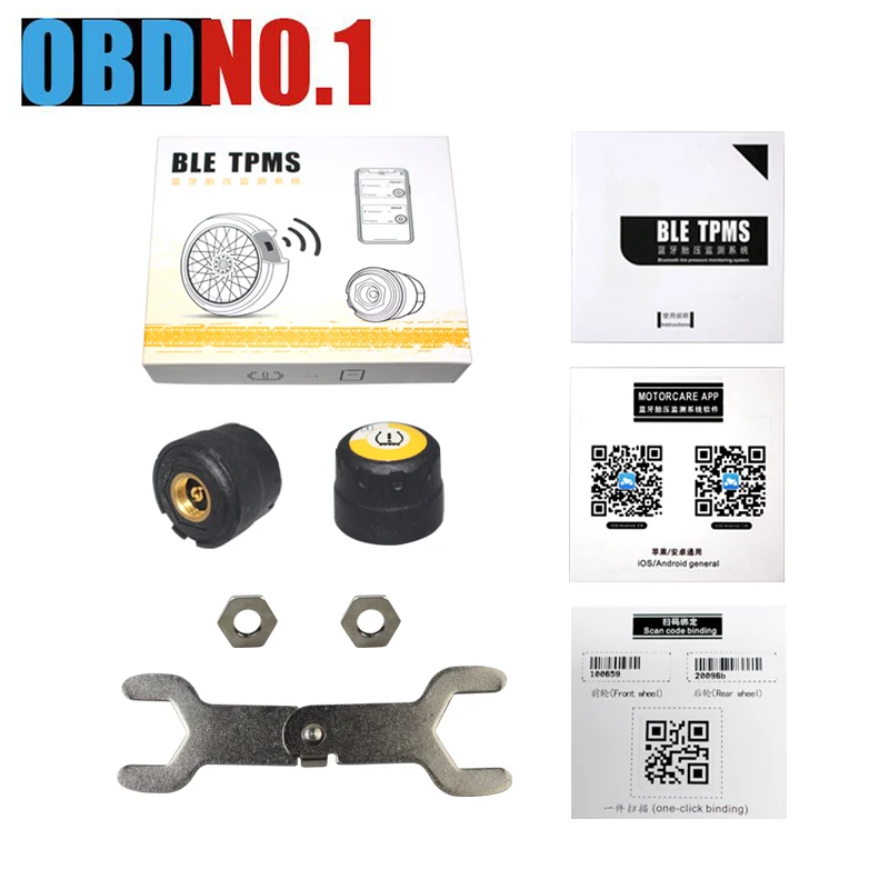 

MOTO TPMS Bluetooth Motorcycle Tire Pressure Monitoring 2 External Sensors With Alarm System For IOS / Android TPMS MOTO in stoc