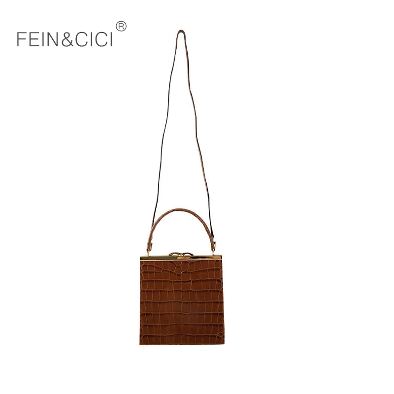 

Retro Clasp bag frame totes animal print alligator leather handbag women vintage box bag 2018 luxury brand drop shipping